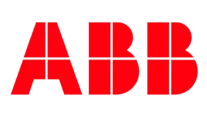 ABB Robot-Logo – ein Symbol für modernste Robotertechnologie und Automatisierung, vertreten durch die KMM Automation GmbH.