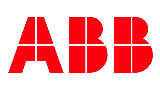ABB Robot-Logo – ein Symbol für modernste Robotertechnologie und Automatisierung, vertreten durch die KMM Automation GmbH.